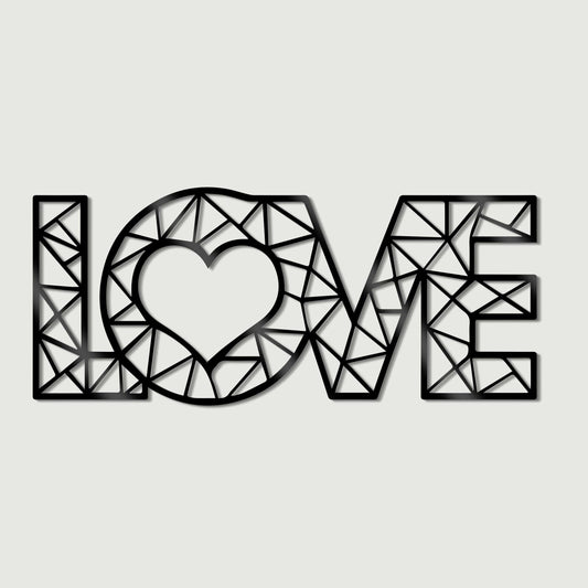 Love Text Design in Black Premium Wooden Wall
