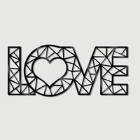 Love Text Design in Black Premium Wooden Wall