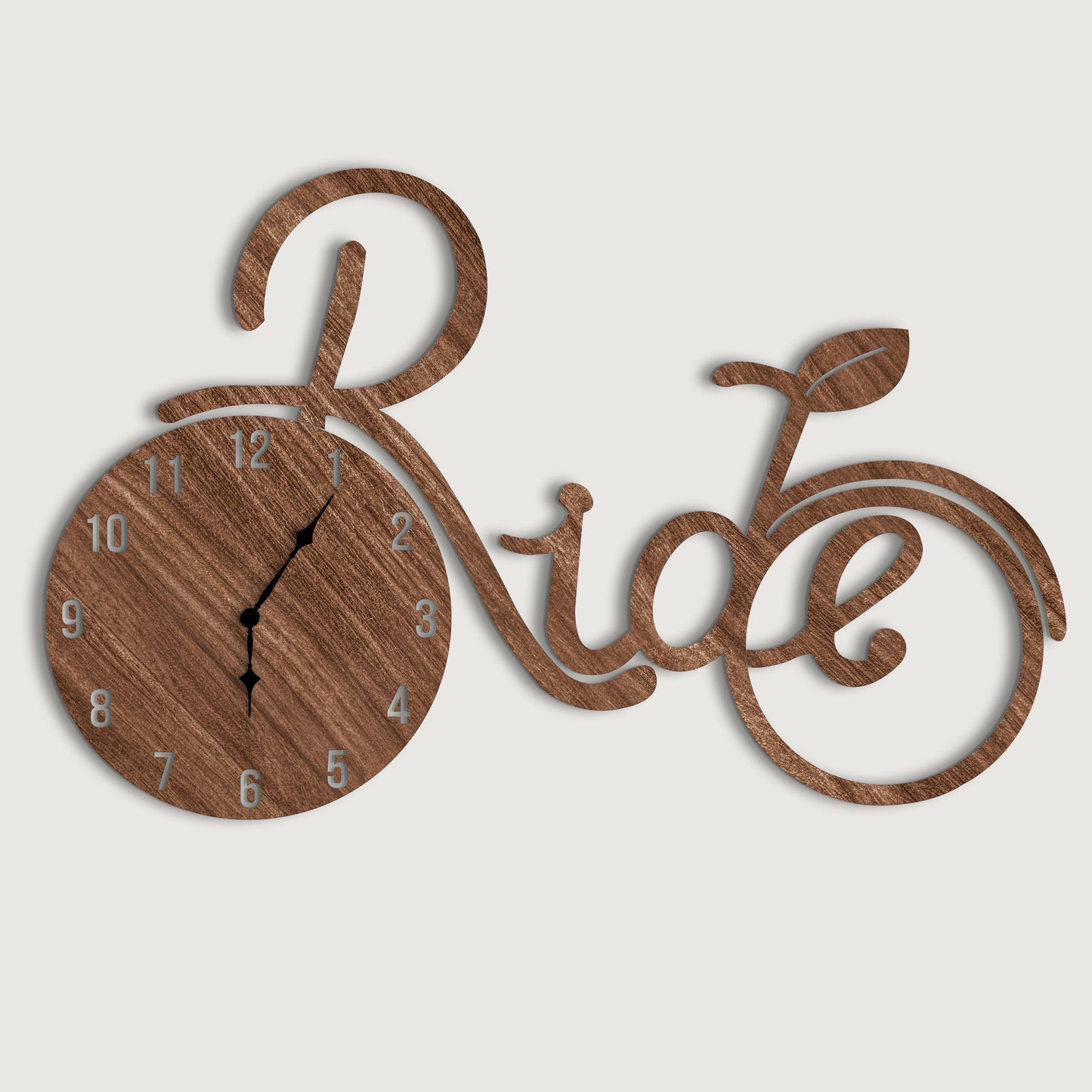 Bicycle Shaped 3D Wooden Large Wall Clock  - Stylish Wall Clock for Home Decor
