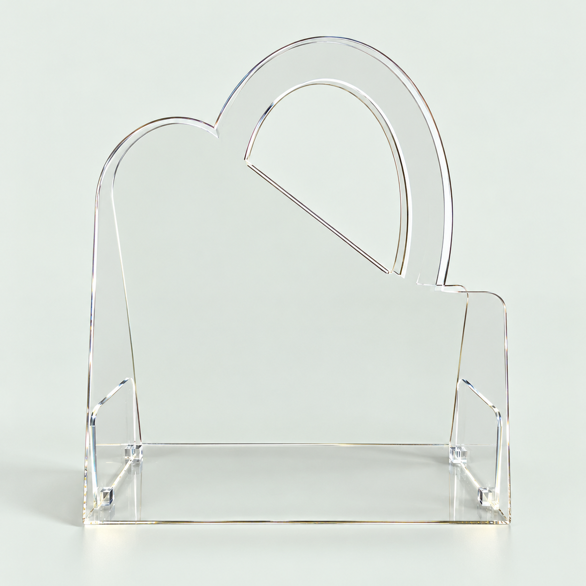 Transparent Acrylic Handbag with Clear Curved Handles – Minimalist Designer Bag