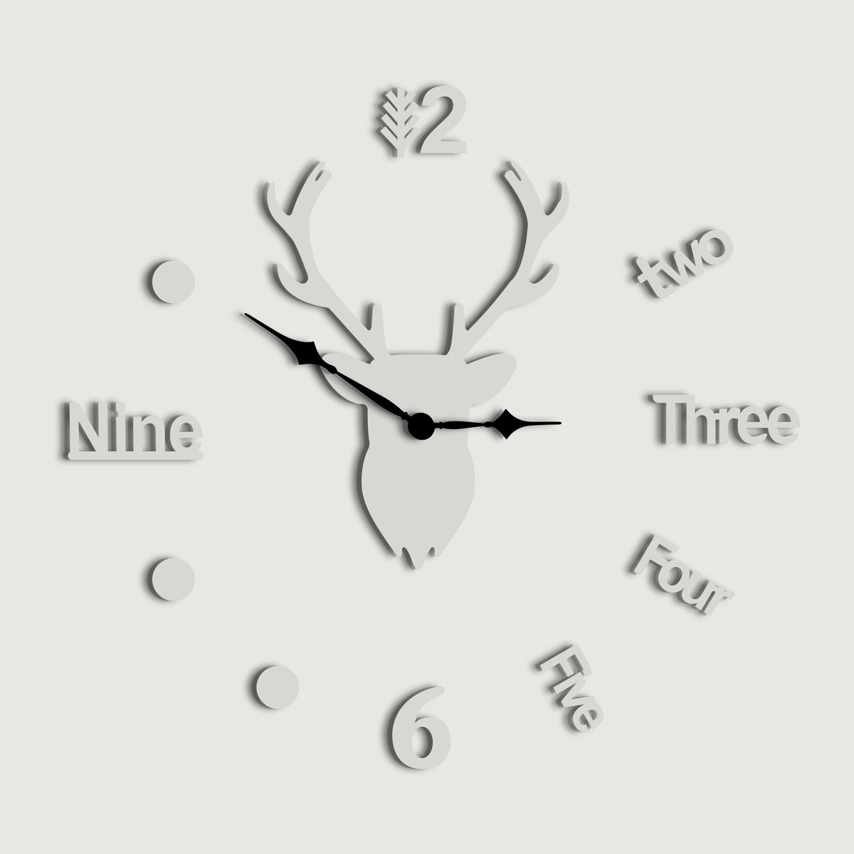 3D Frameless Deer Head DIY Wall Clock