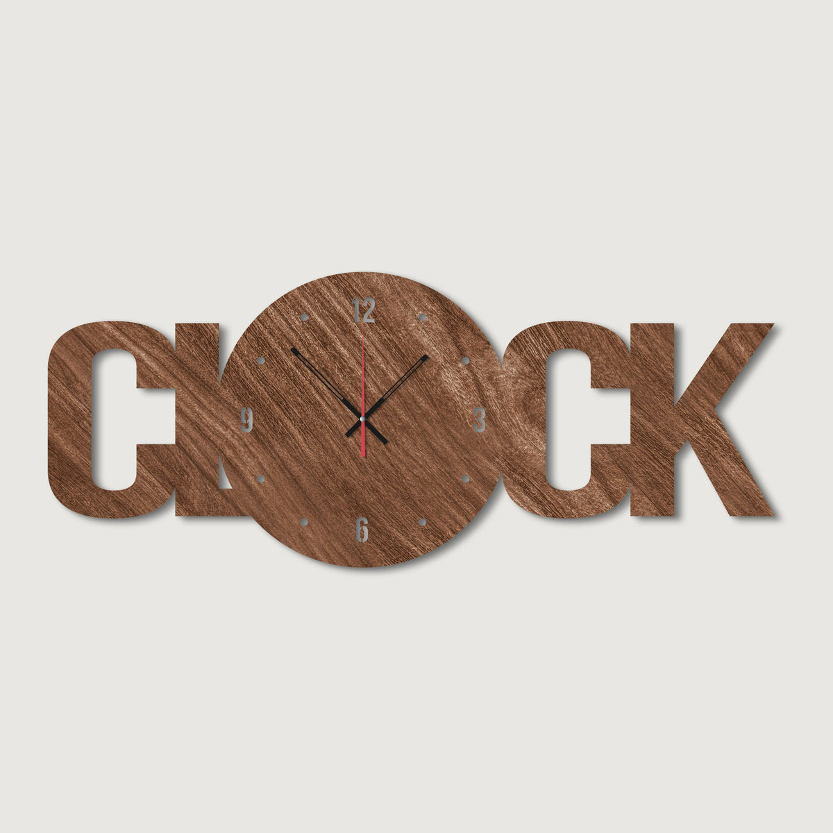Clock Text Shape Designer Wooden Wall Clock - Stylish Wall Clock for Home Decor