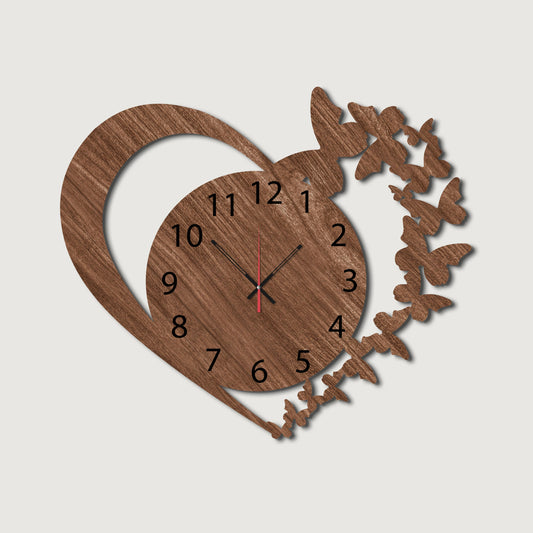 Butterflies in Heart Wall Clock - Stylish Wall Clock for Home Decor