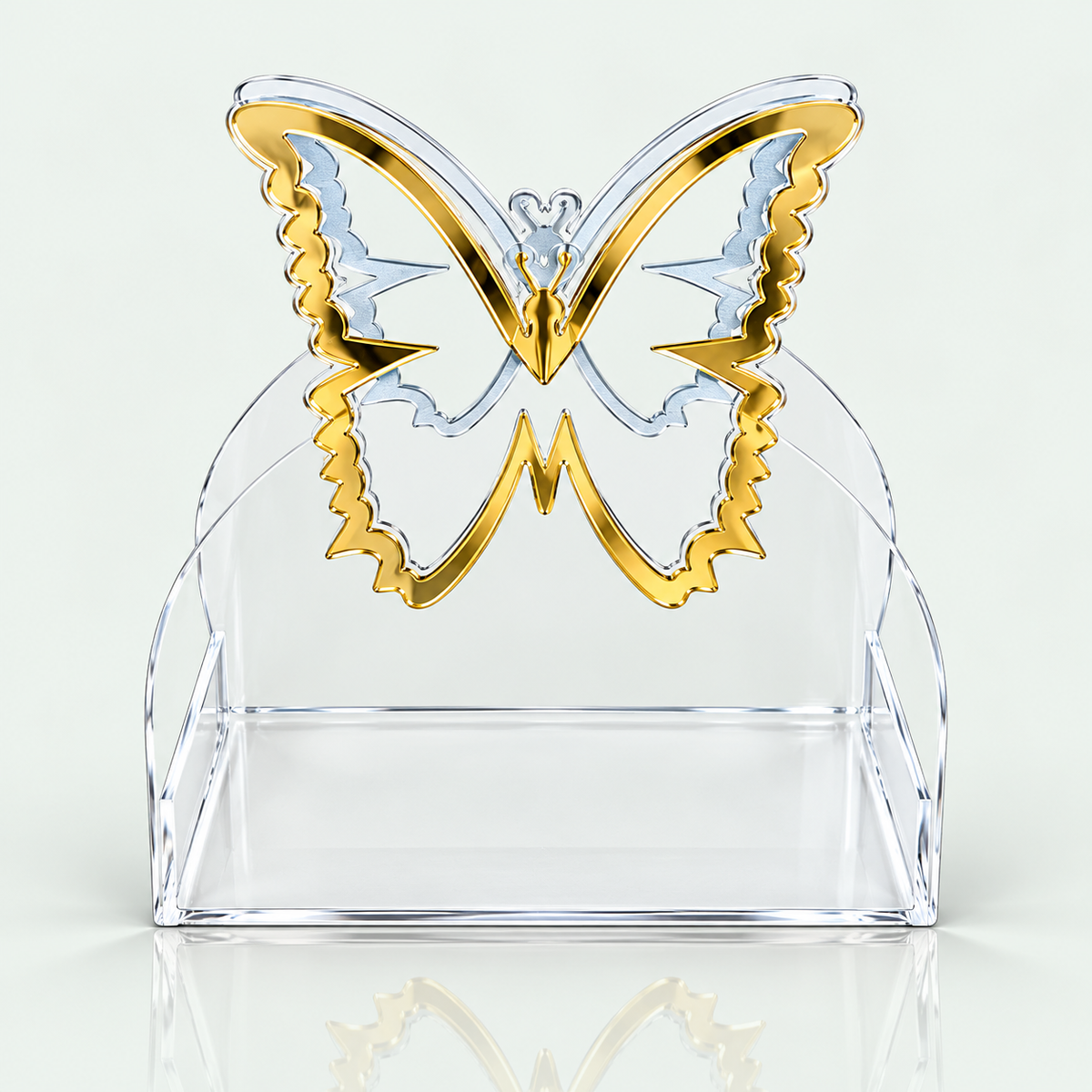 Transparent Acrylic Handbag with Golden Mirror Butterfly Design – Premium Designer Bag