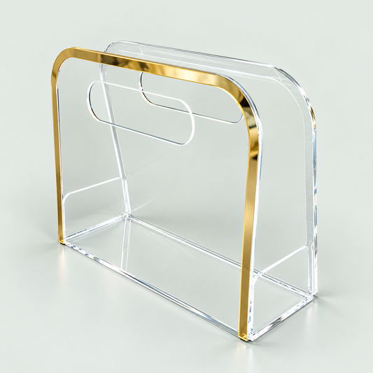 Transparent Acrylic Handbag with Golden Mirror Finish – Premium Designer Bag