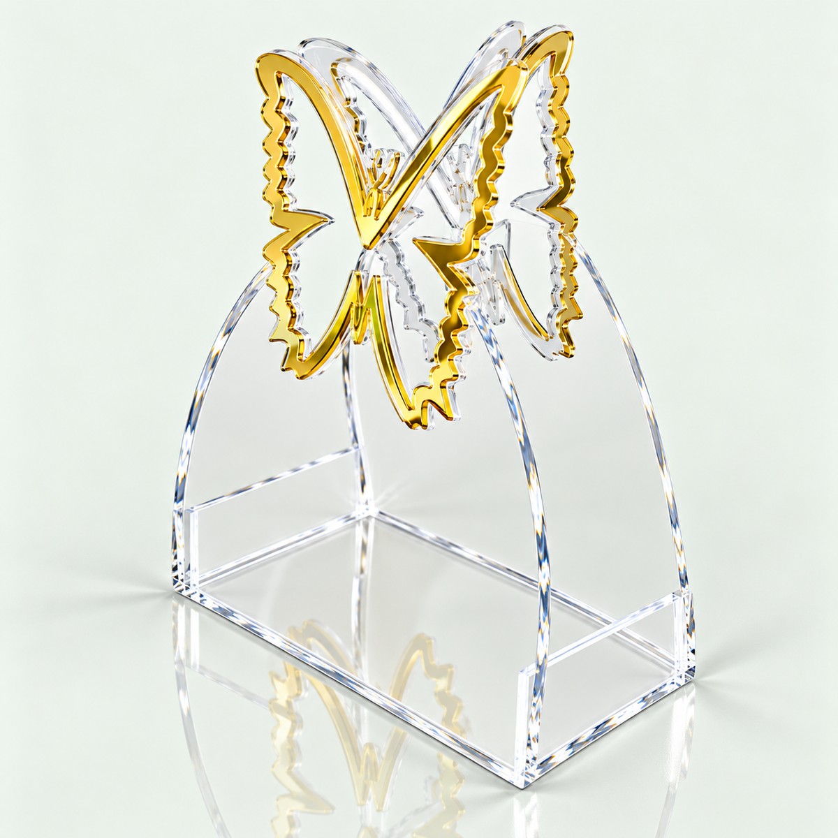 Transparent Acrylic Handbag with Golden Mirror Butterfly Design – Premium Designer Bag