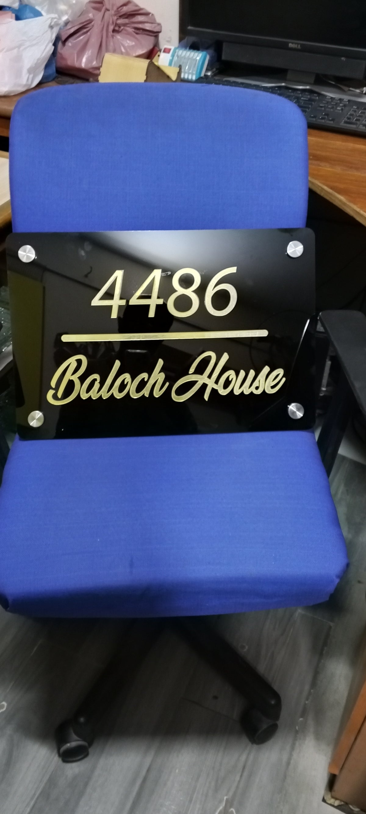 Custom Acrylic House Name Plate with Golden 3D Acrylic Letters