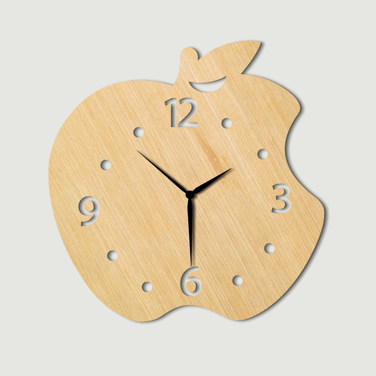 Apple Shape Design Wood Wall Clock - Stylish Wall Clock for Home Decor