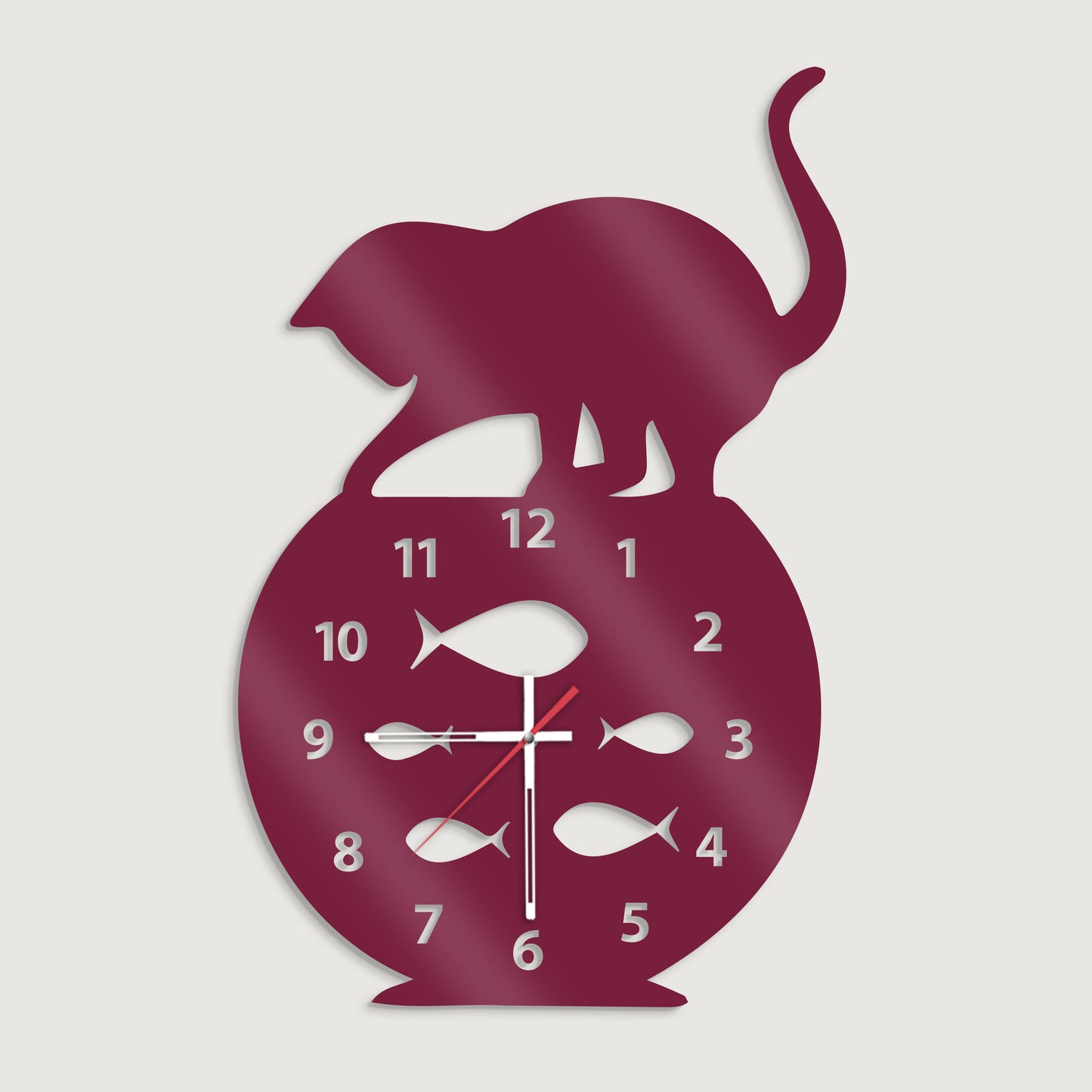 Cat and Fish Bowl Wall Clock - - Stylish Wall Clock for Home Decor