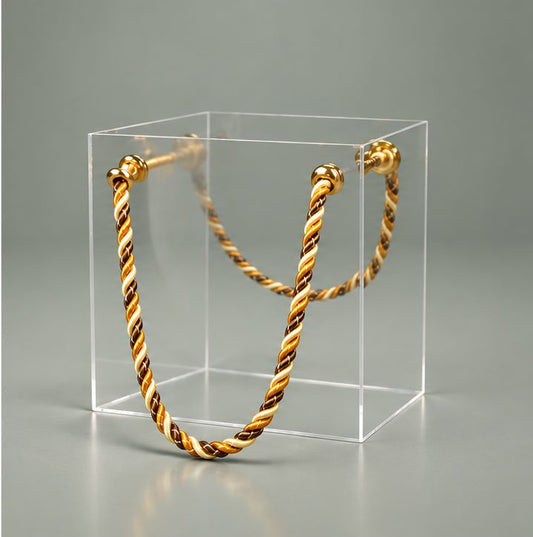 Transparent Acrylic Handbag with Twisted Golden Rope Handles – Premium Designer Bag